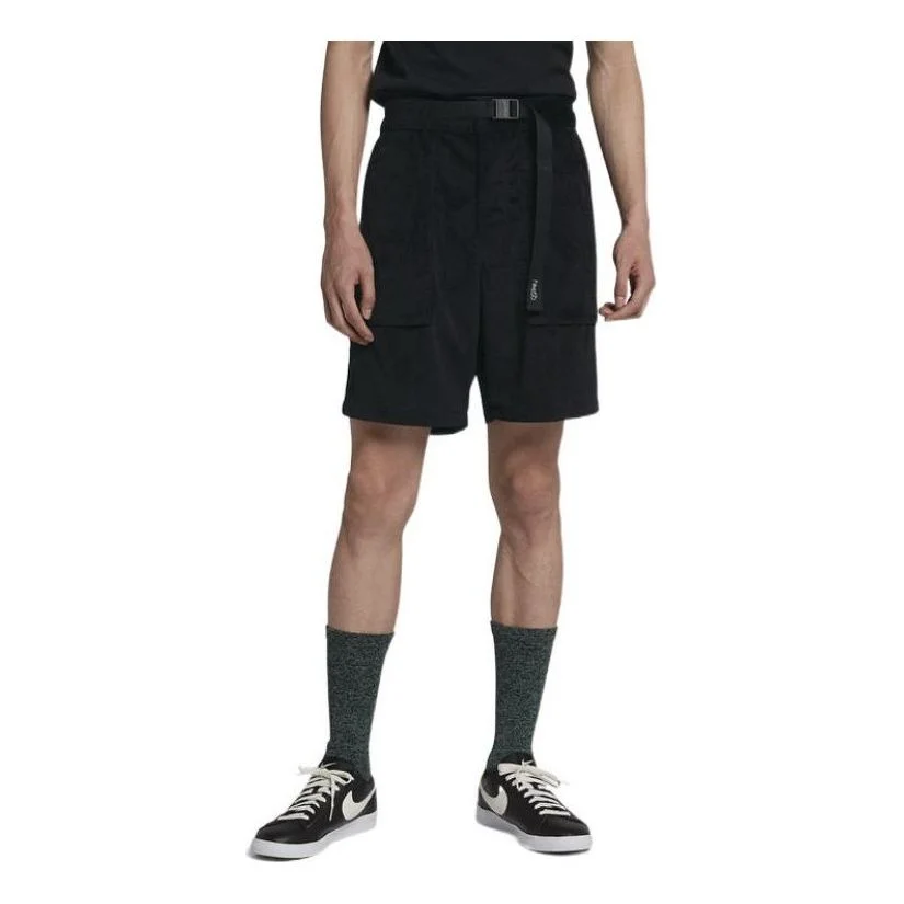 Men's Nike Solid Color Big Pocket Design Adjustable Belt Sports Straight Shorts Black AA1076-010 - 1