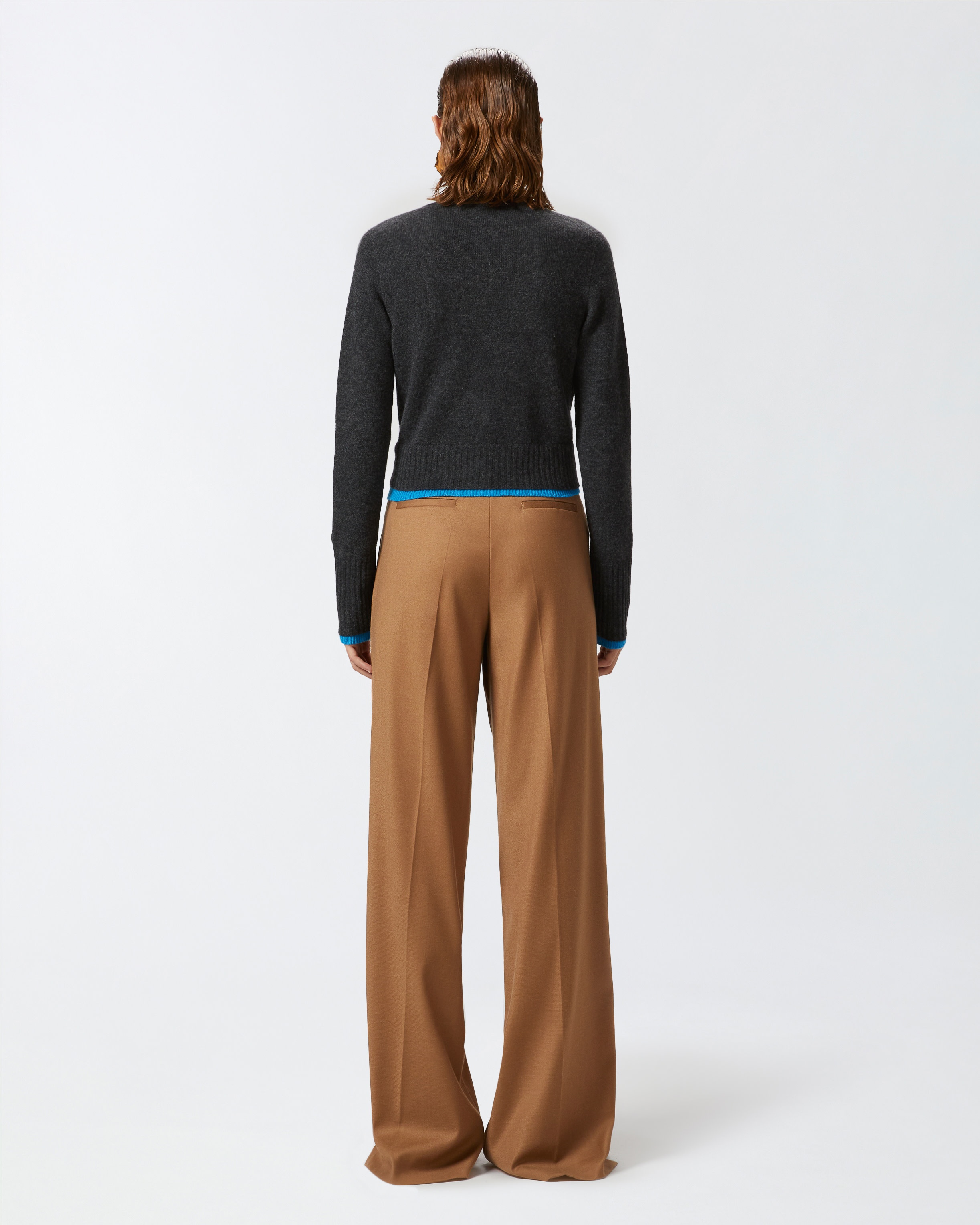 CASHMERE WOOL CROPPED CARDIGAN WITH CONTRASTS - 4
