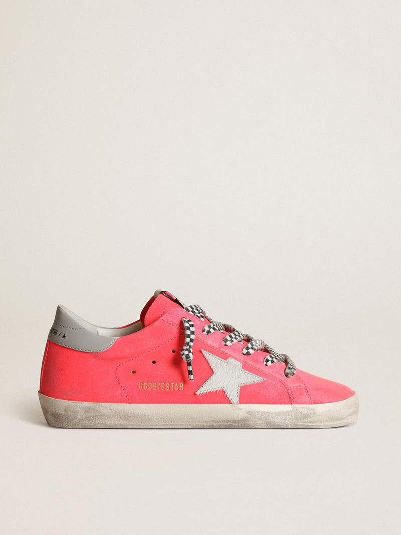 Super-Star sneakers in fluorescent lobster-colored suede with a white pony skin star - 1