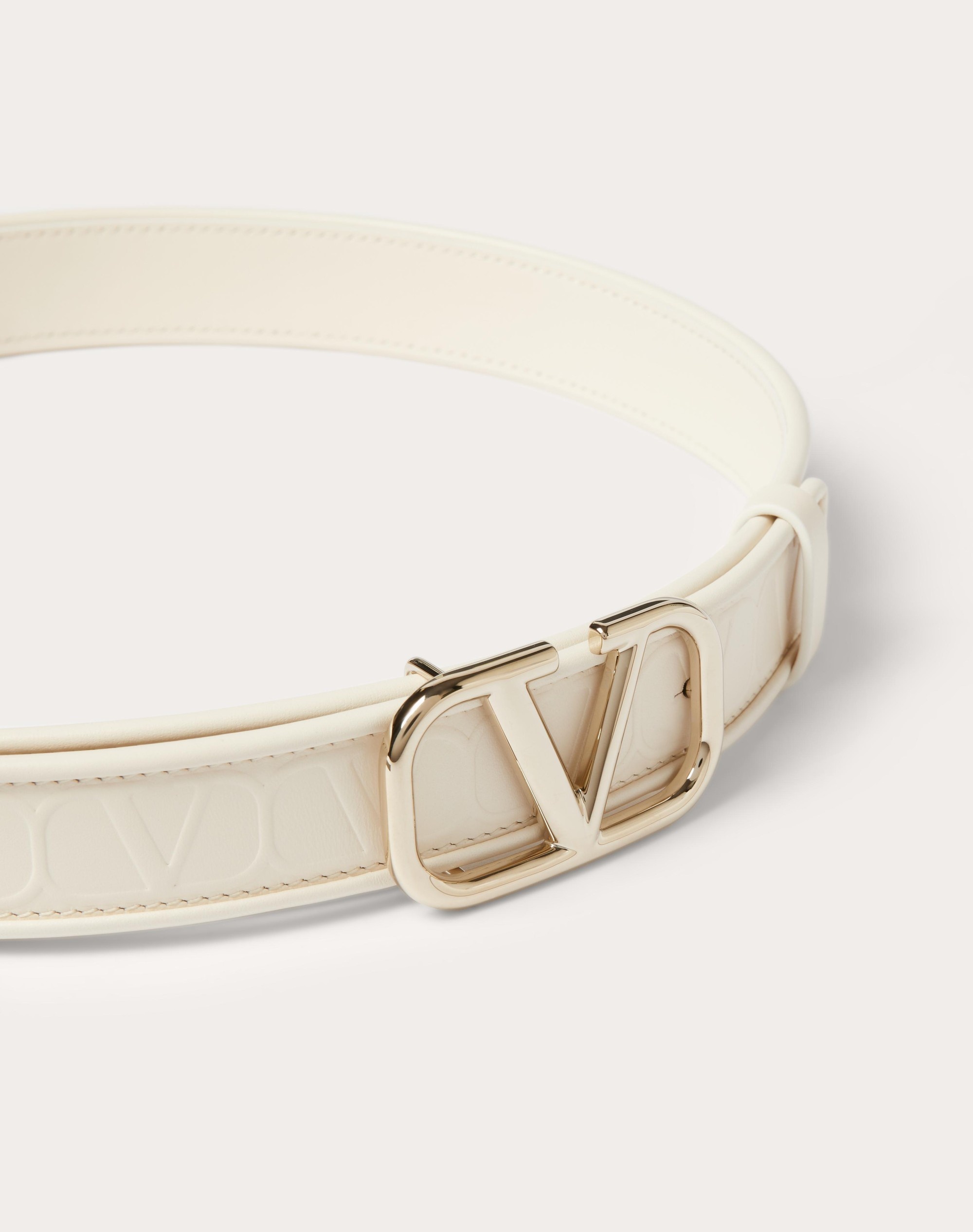 VALENTINO GARAVANI LEATHER TOILE ICONOGRAPHE CALFSKIN BELT 30 MM - 4