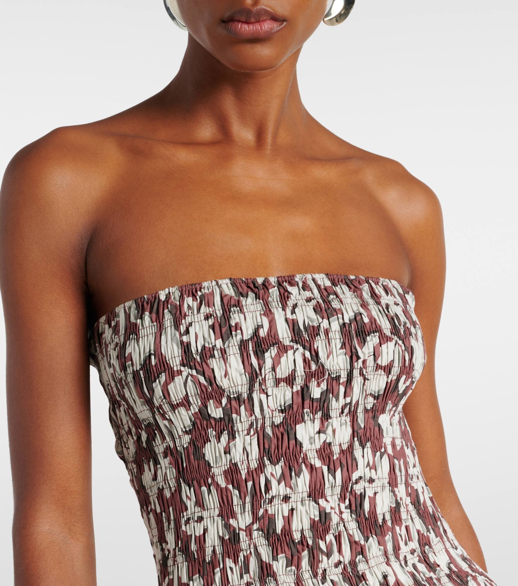 Lucie floral shirred cotton bandeau top - 4
