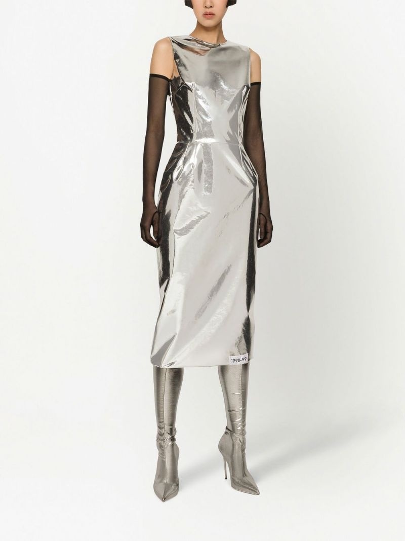 KIM DOLCE&GABBANA metallic-effect midi dress - 3