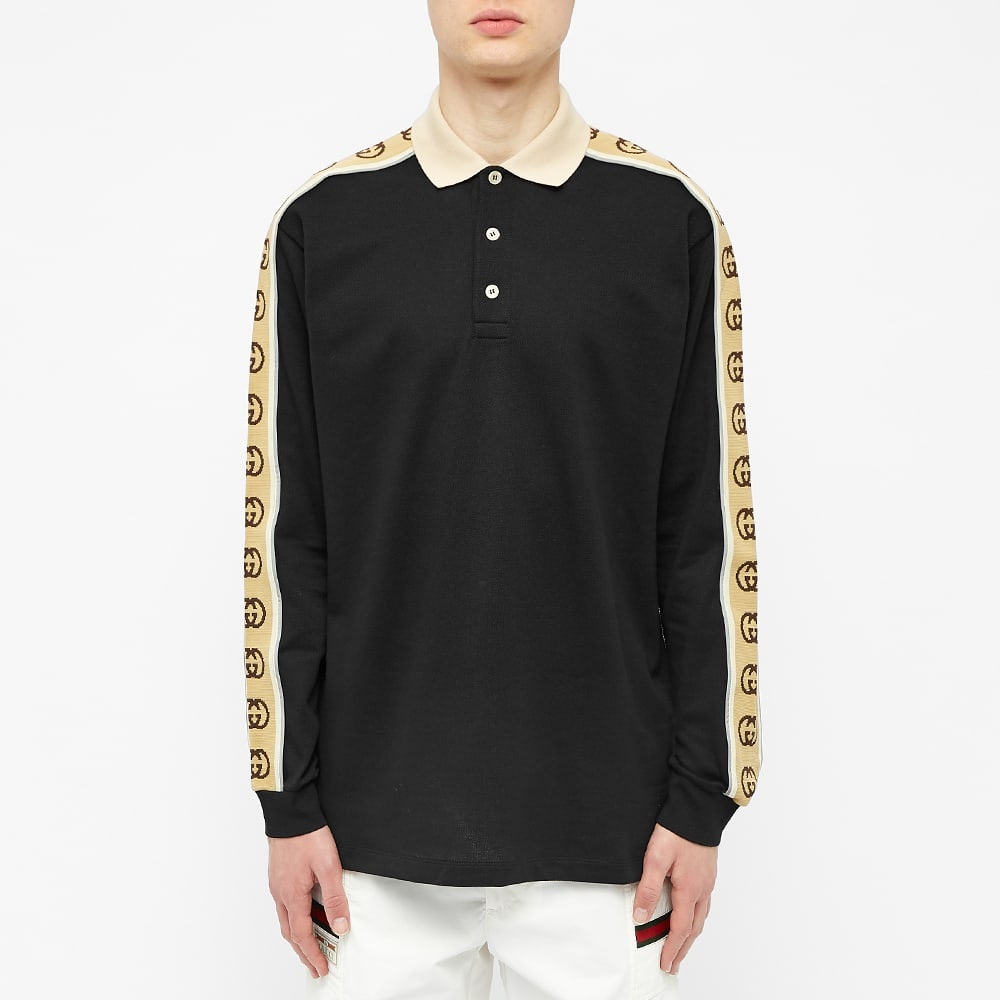 Gucci Long Sleeve Taped Logo Polo Shirt - 6