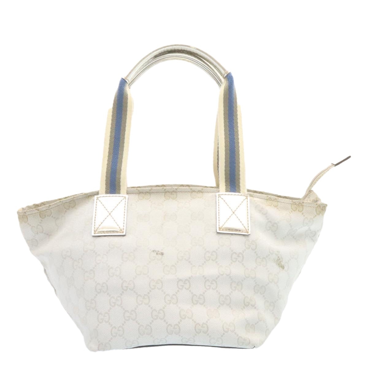 GUCCI Sherry Line GG Canvas Tote Bag Silver Blue - 2