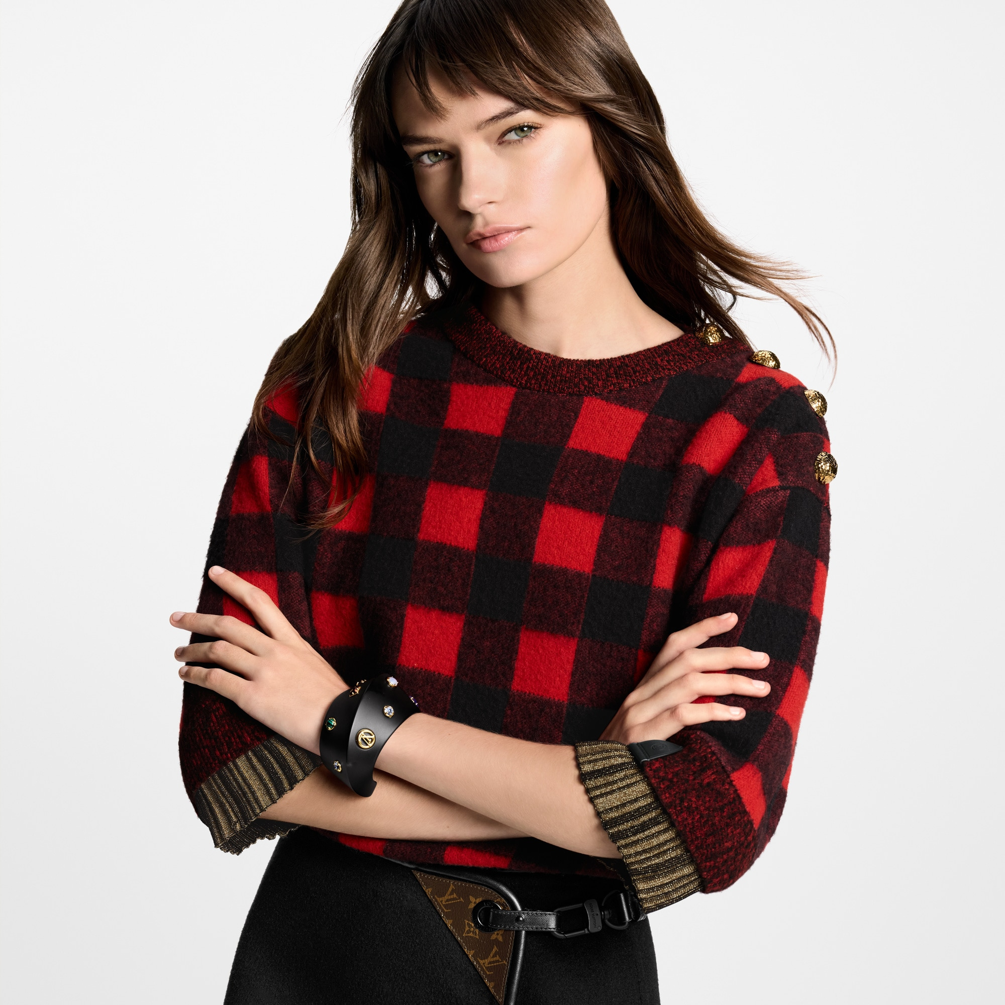 Graphic Check Knit Top - 4