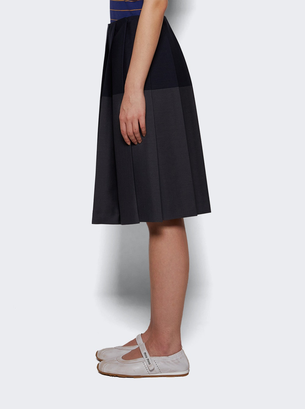 Bicolore Skirt Hematite And Navy - 3