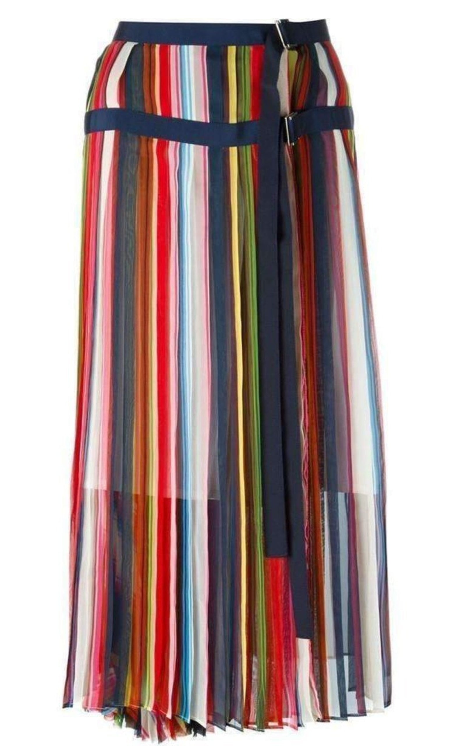 Multi Coloured Striped Midi Skirt - 1