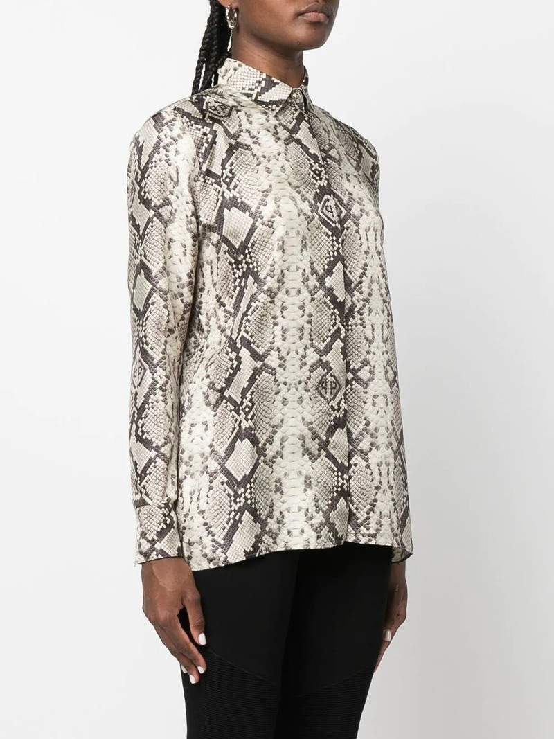 snakeskin-print button-down shirt 3