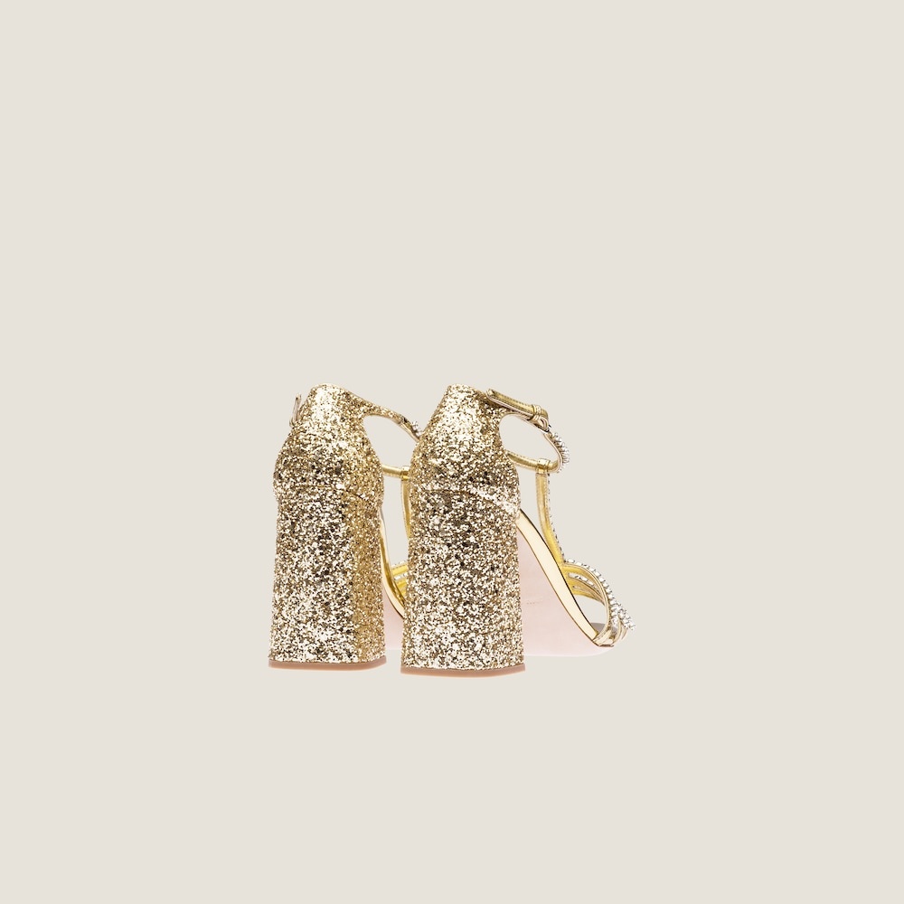 Metallic technical fabric and glitter sandals - 3