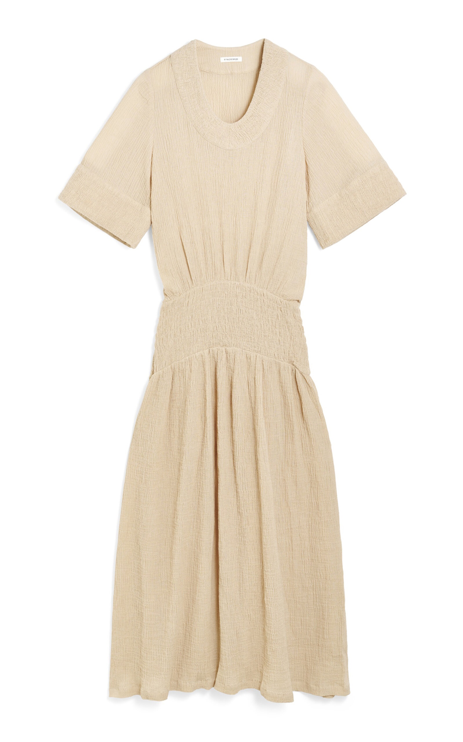 Anais Shirred Ramie-Cotton Maxi Dress neutral - 1