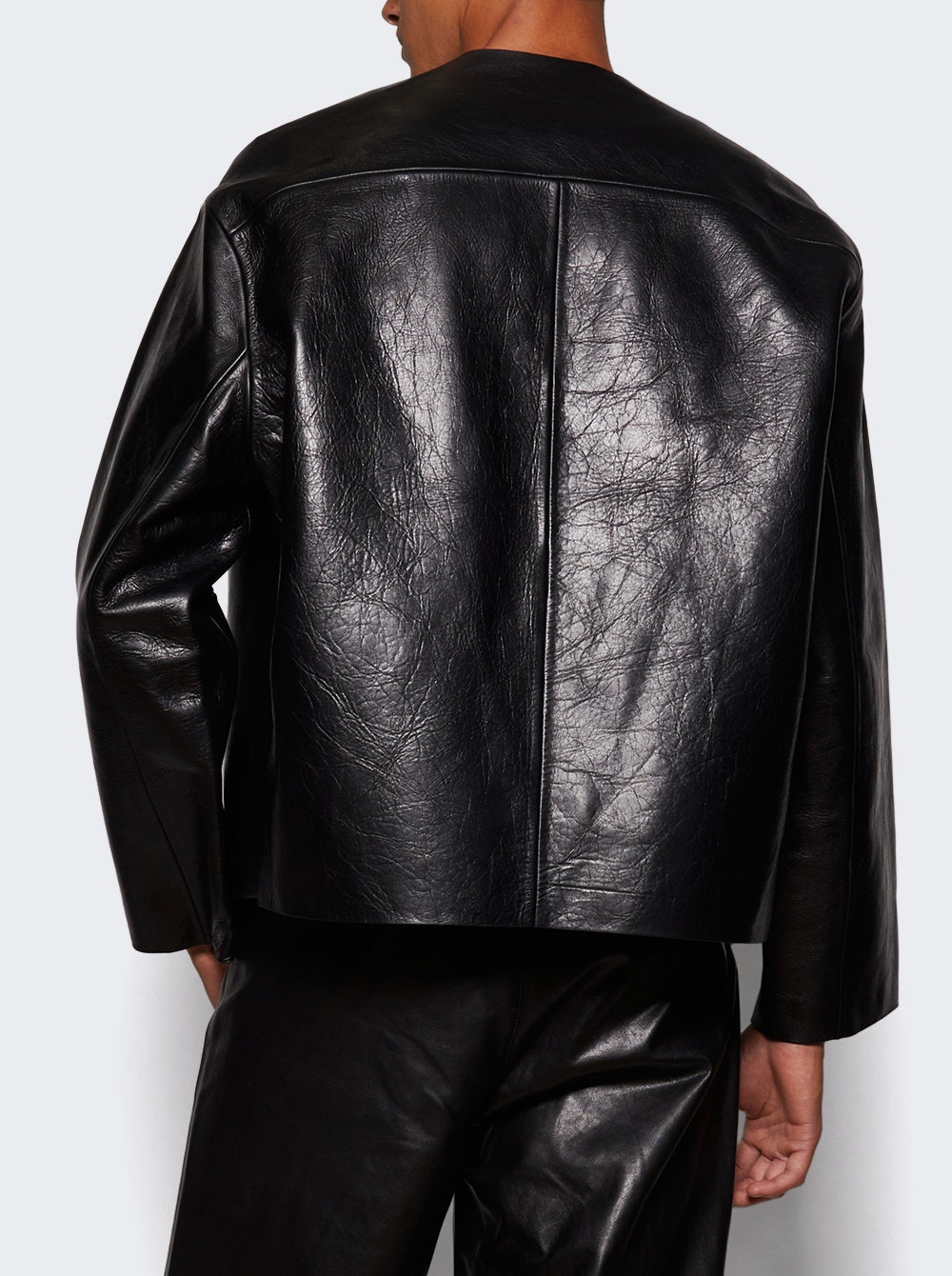 Minimal Leather Jacket Black - 4