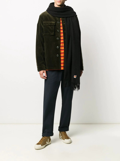 Maison Kitsuné embroidered logo fringed scarf outlook