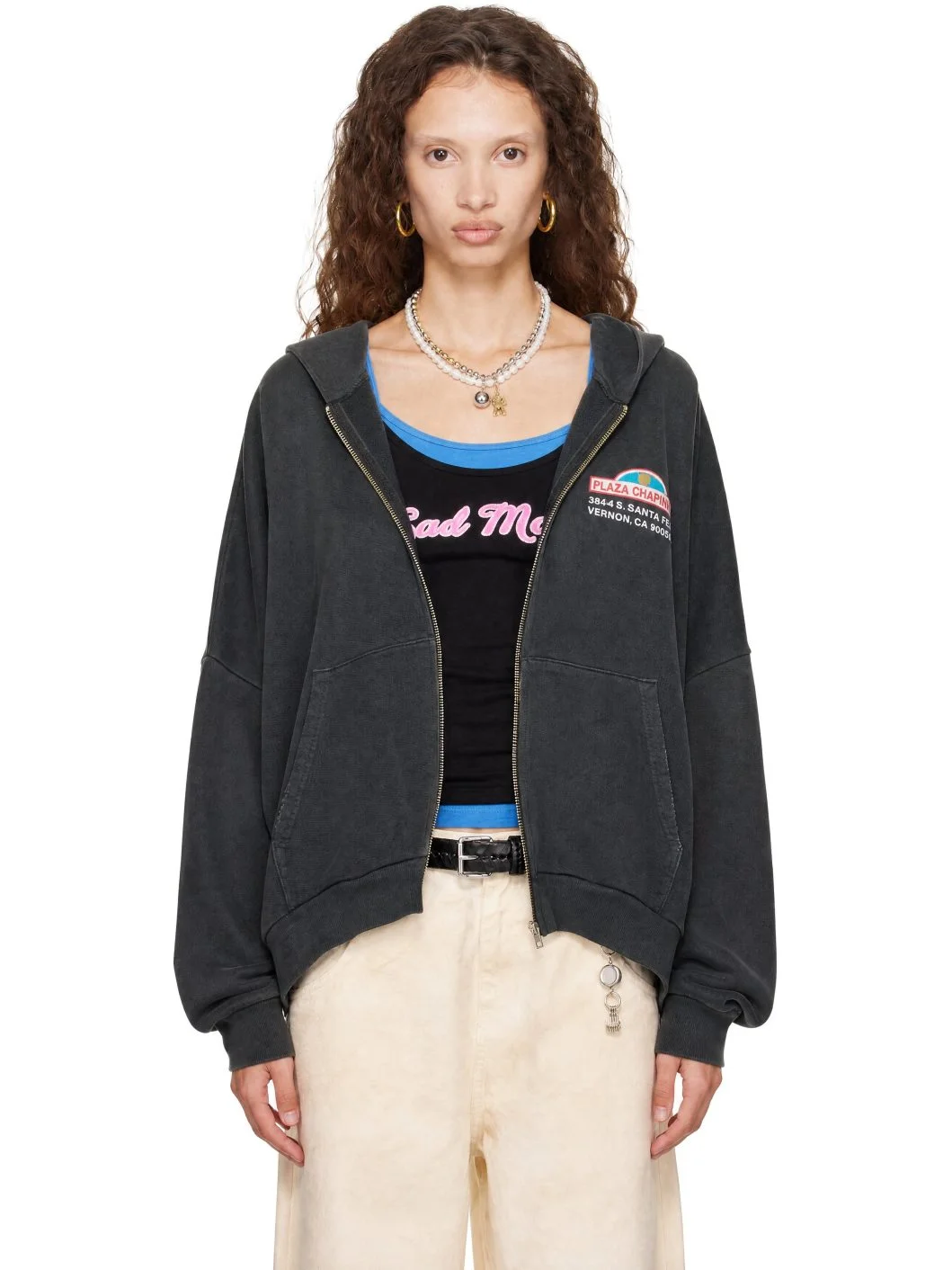 Gray 'Plaza Chavarria' Zip Hooligan Hoodie - 1