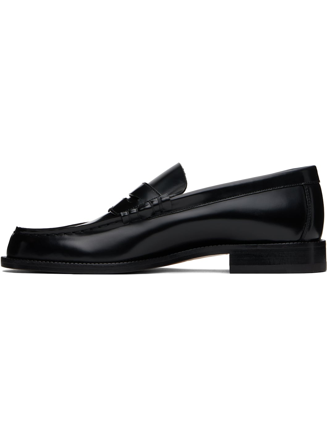 Black Polished Leather Loafers - 3
