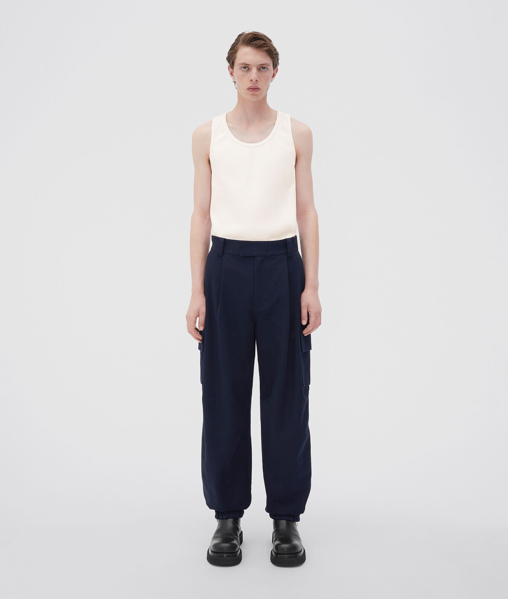 double cotton canvas cargo trousers - 1