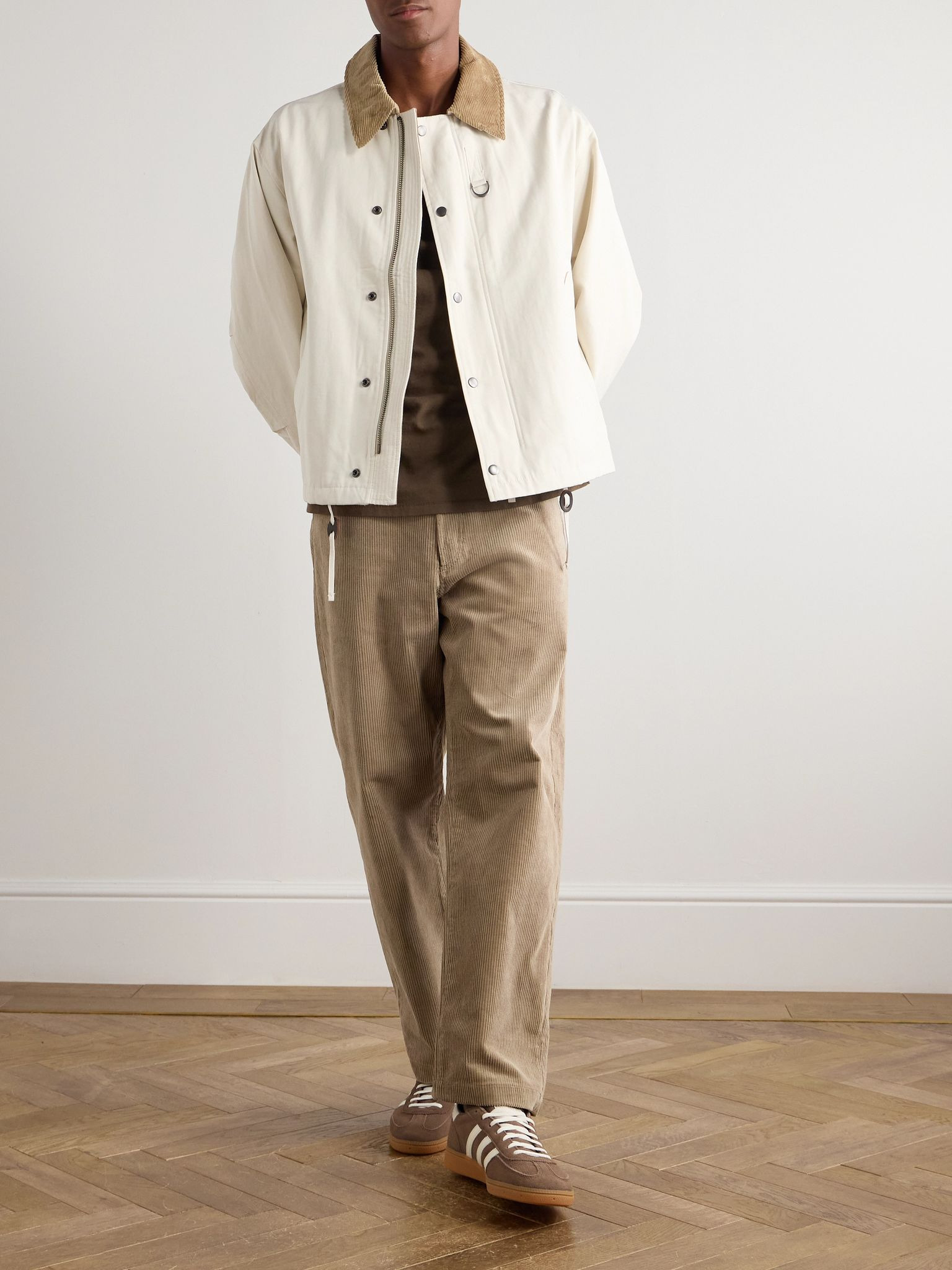 Achille Cropped Straight-Leg Cotton-Corduroy Trousers Beige - 2