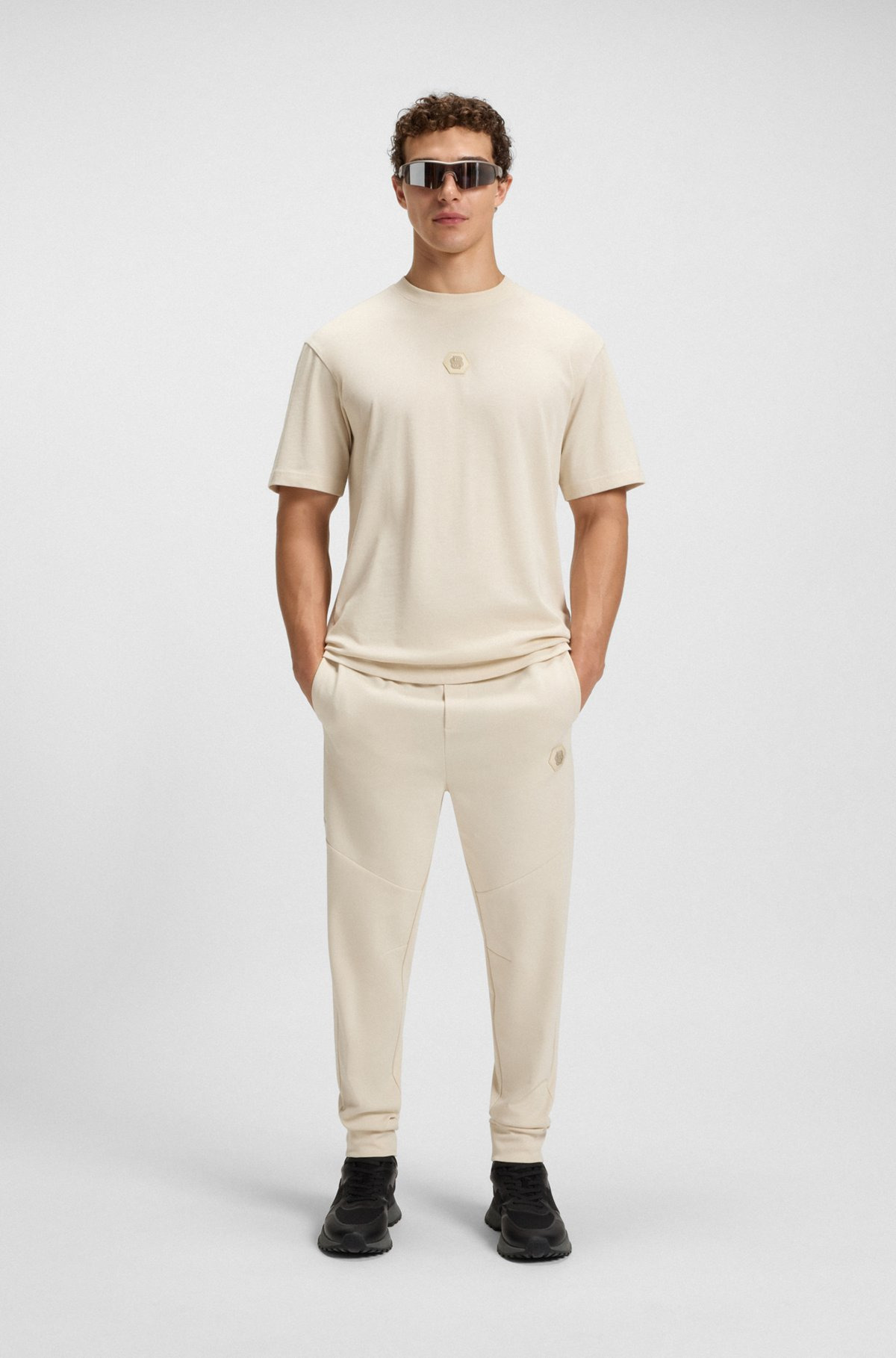 COTTON-BLEND TRACKSUIT BOTTOMS WITH DOUBLE B MONOGRAM - 4
