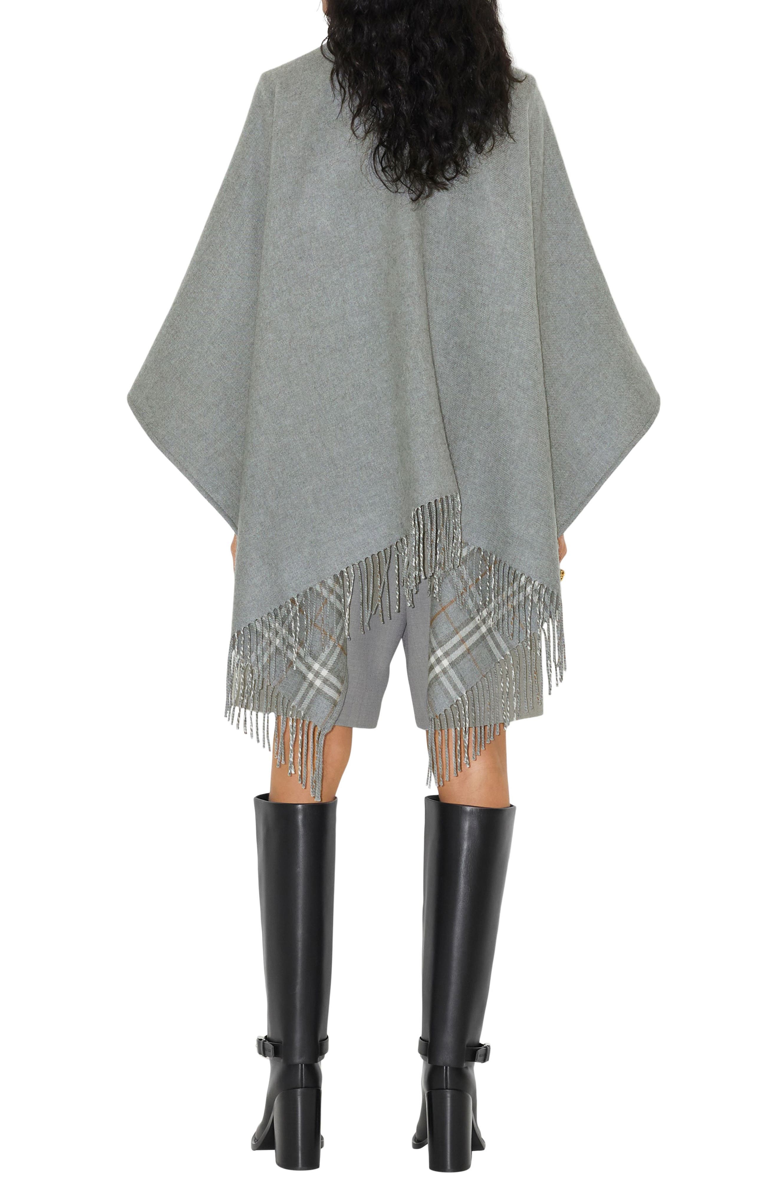 Vintage Check Wool Cape - 2