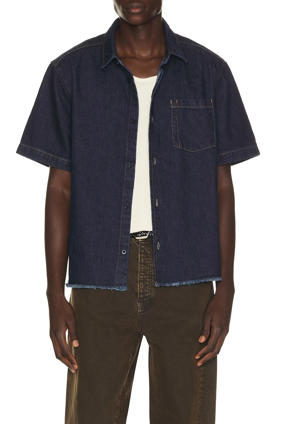 Harley Denim Cropped Boxy Shirt - 1