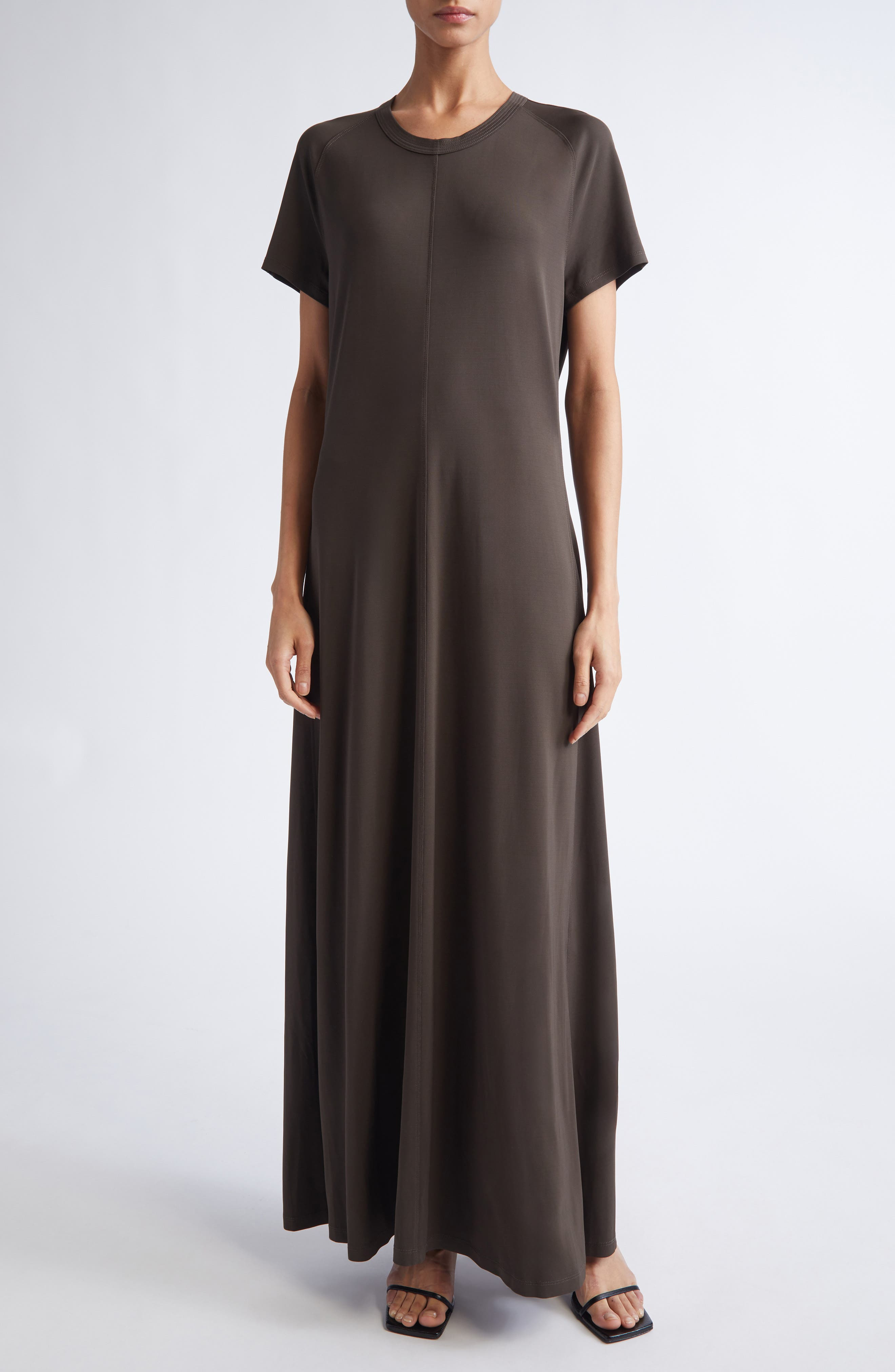 TOTEME Fluid Jersey Maxi T-Shirt Dress in Pepper at Nordstrom - 1