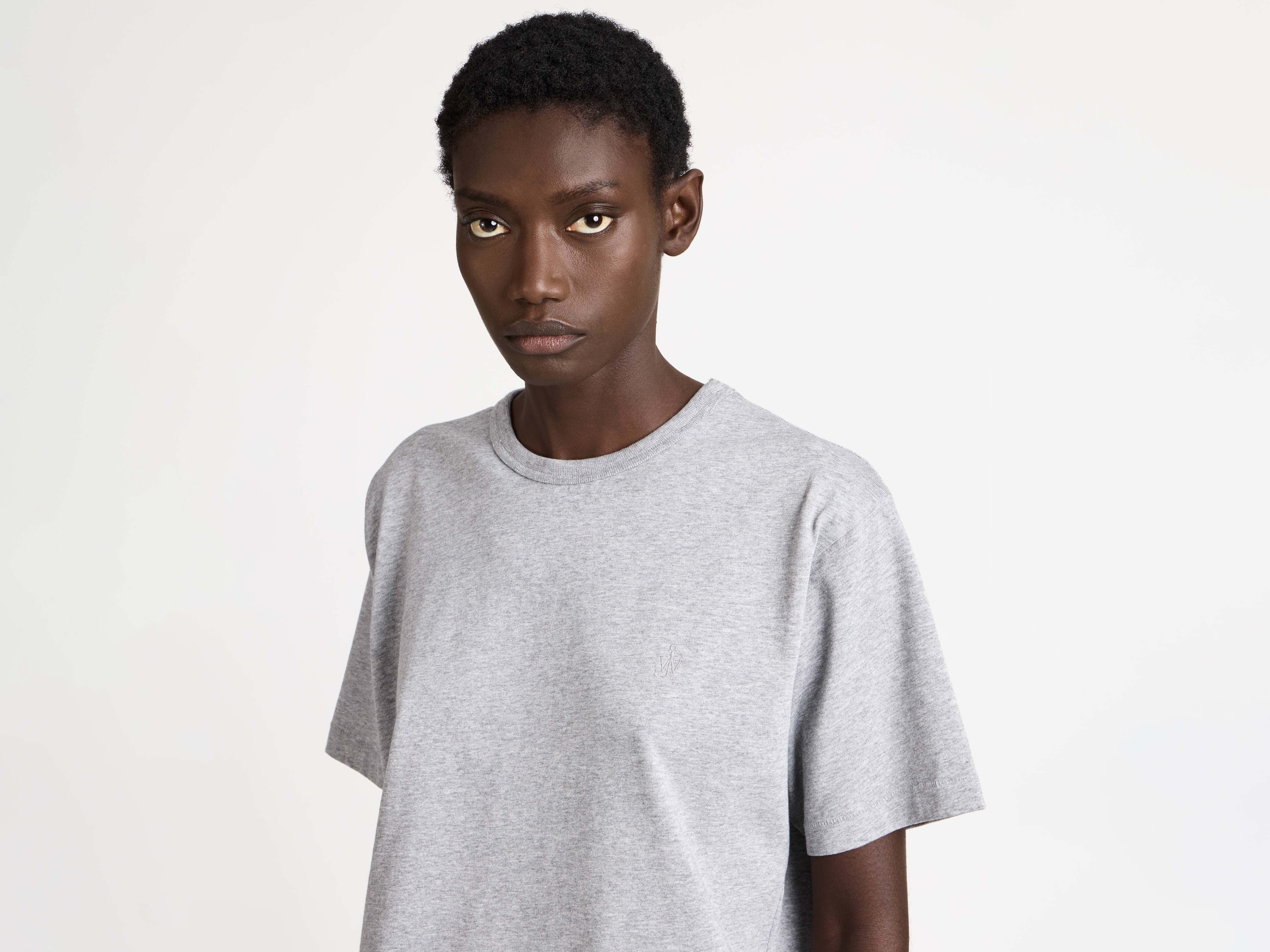 EMBROIDERED ANCHOR T-SHIRT IN MID GREY MELANGE - 5