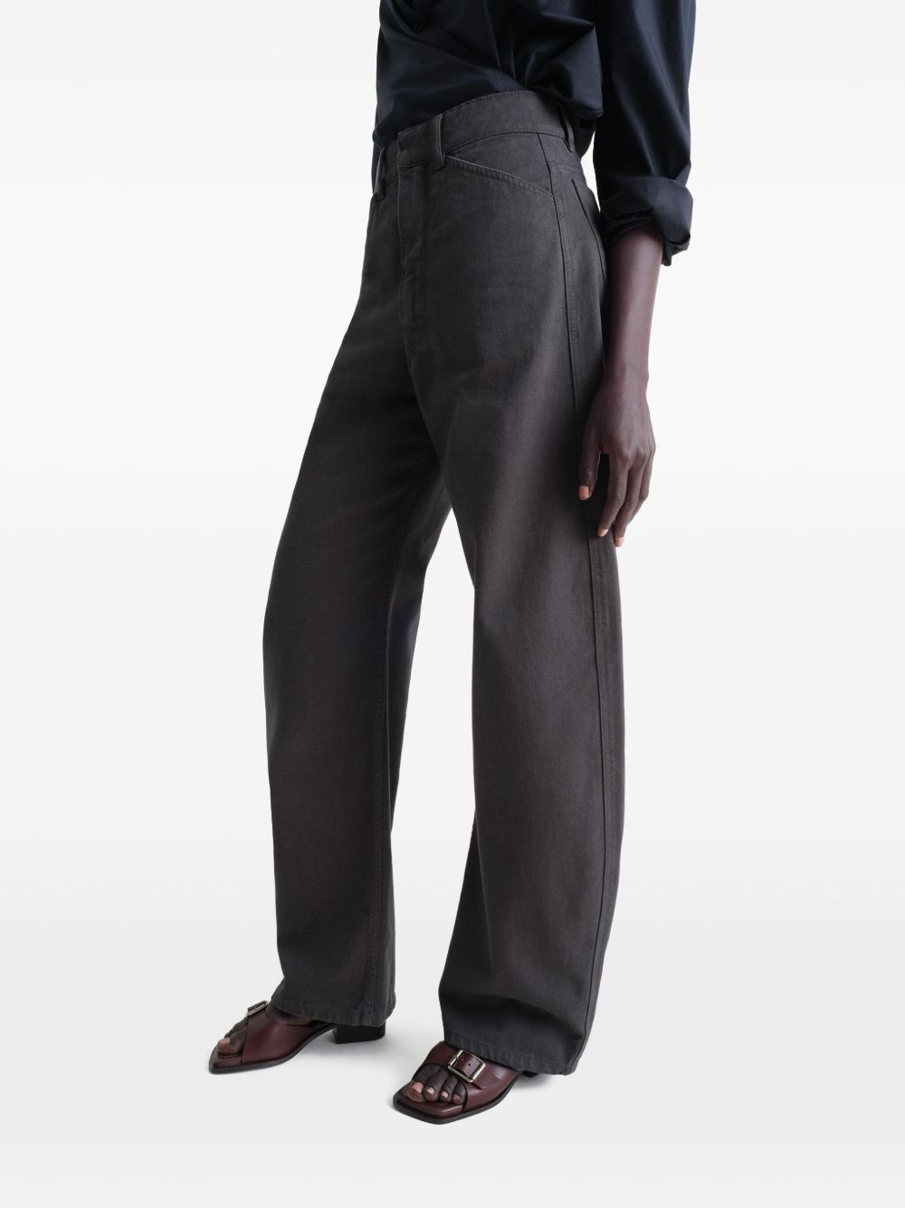high-waisted curved trousers - 4