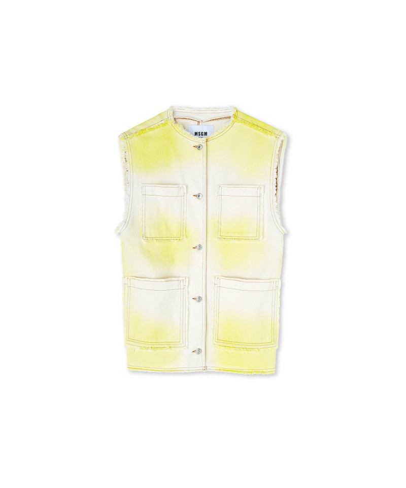 Bull cotton sleeveless jacket with faded treatment 1