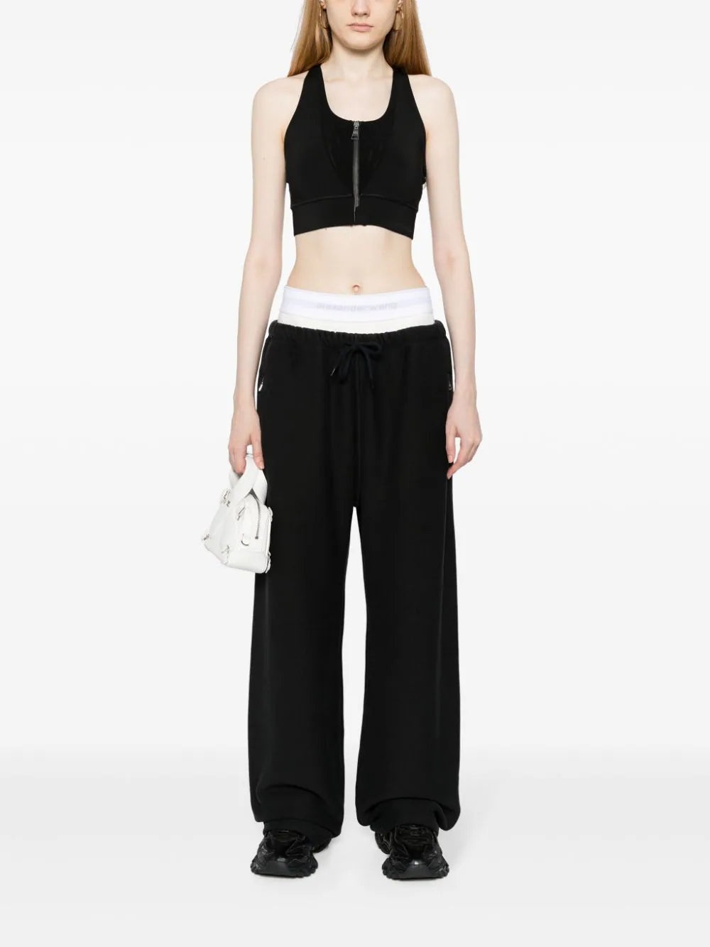 T BY ALEXANDER WANG Women W/ Logo Elastic Exposed Brief Wide Leg Sweatpant - 3