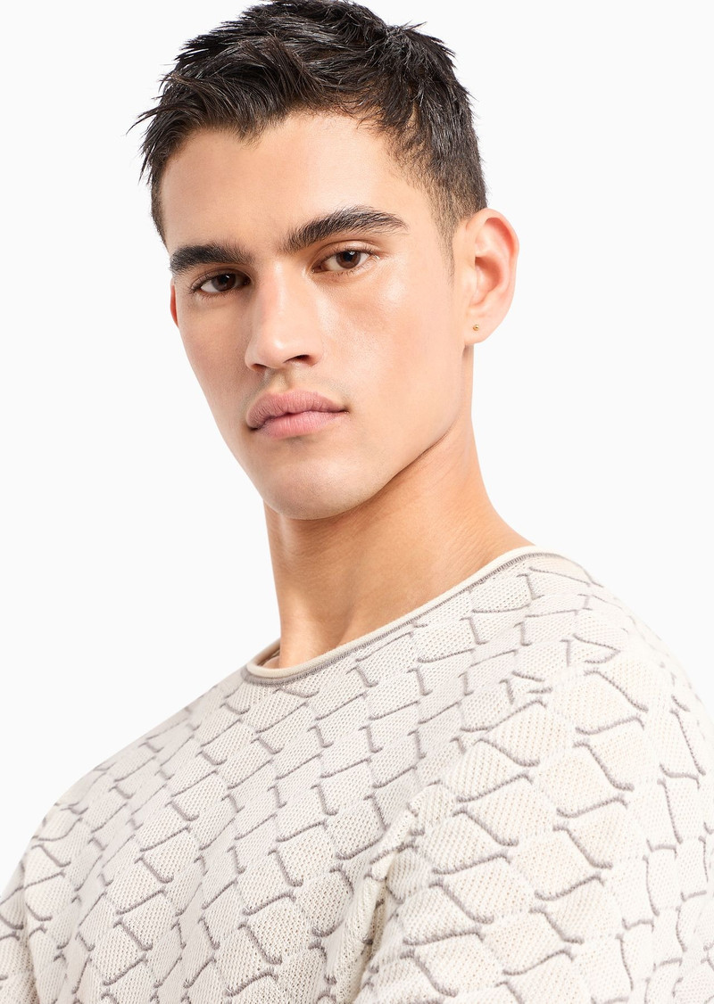Crew-neck jacquard cotton and cashmere jumper 6