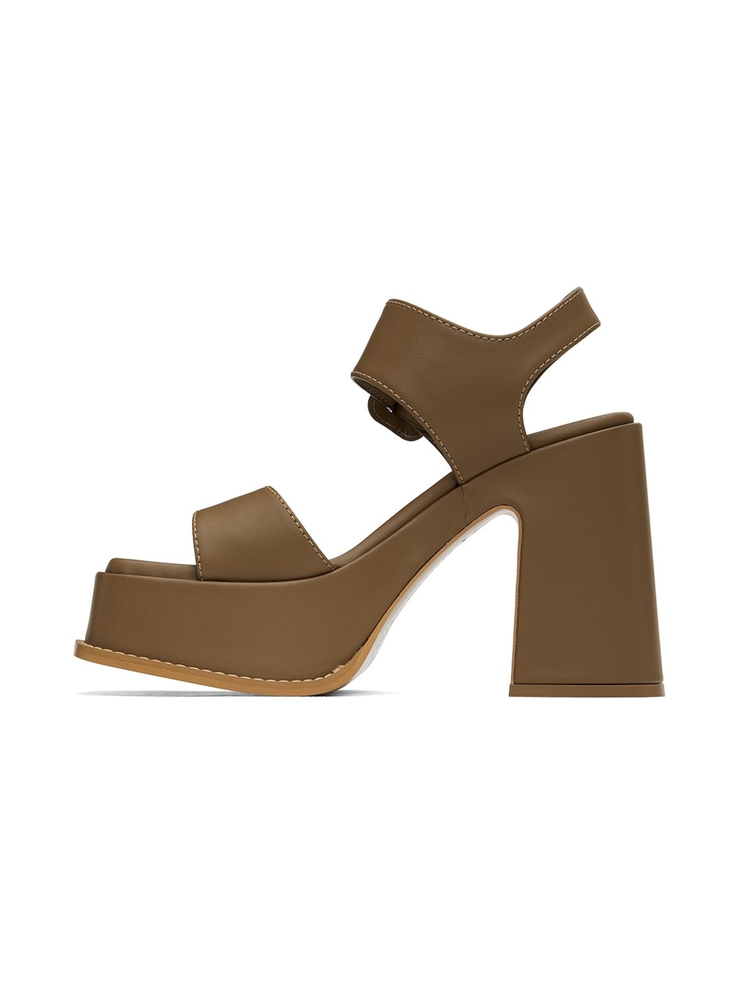 Brown Skyla Buckled Platform Heeled Sandals - 3