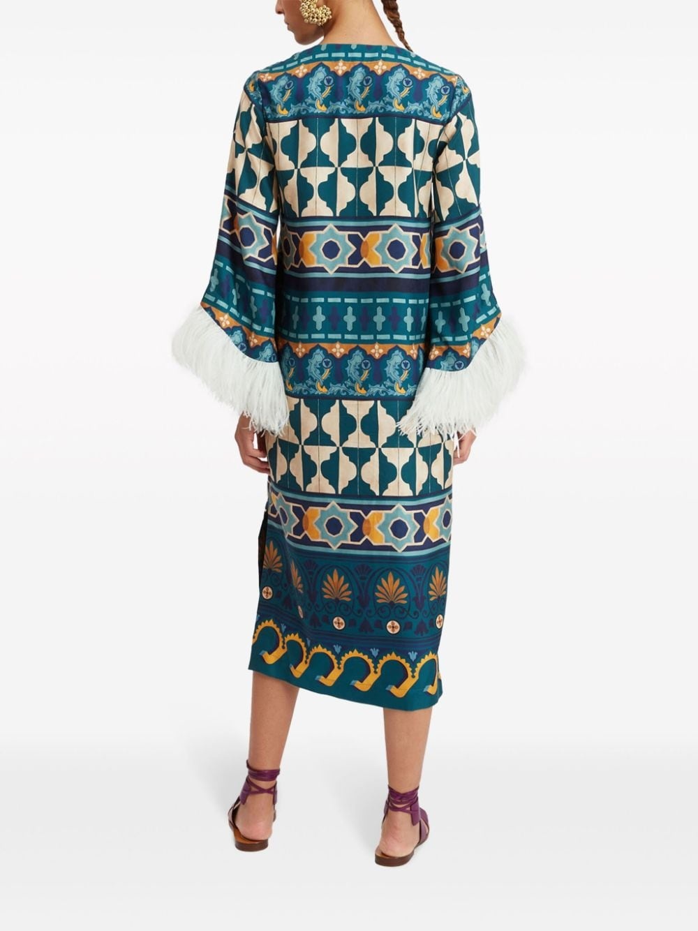 The Kaftan feather-trim dress - 3