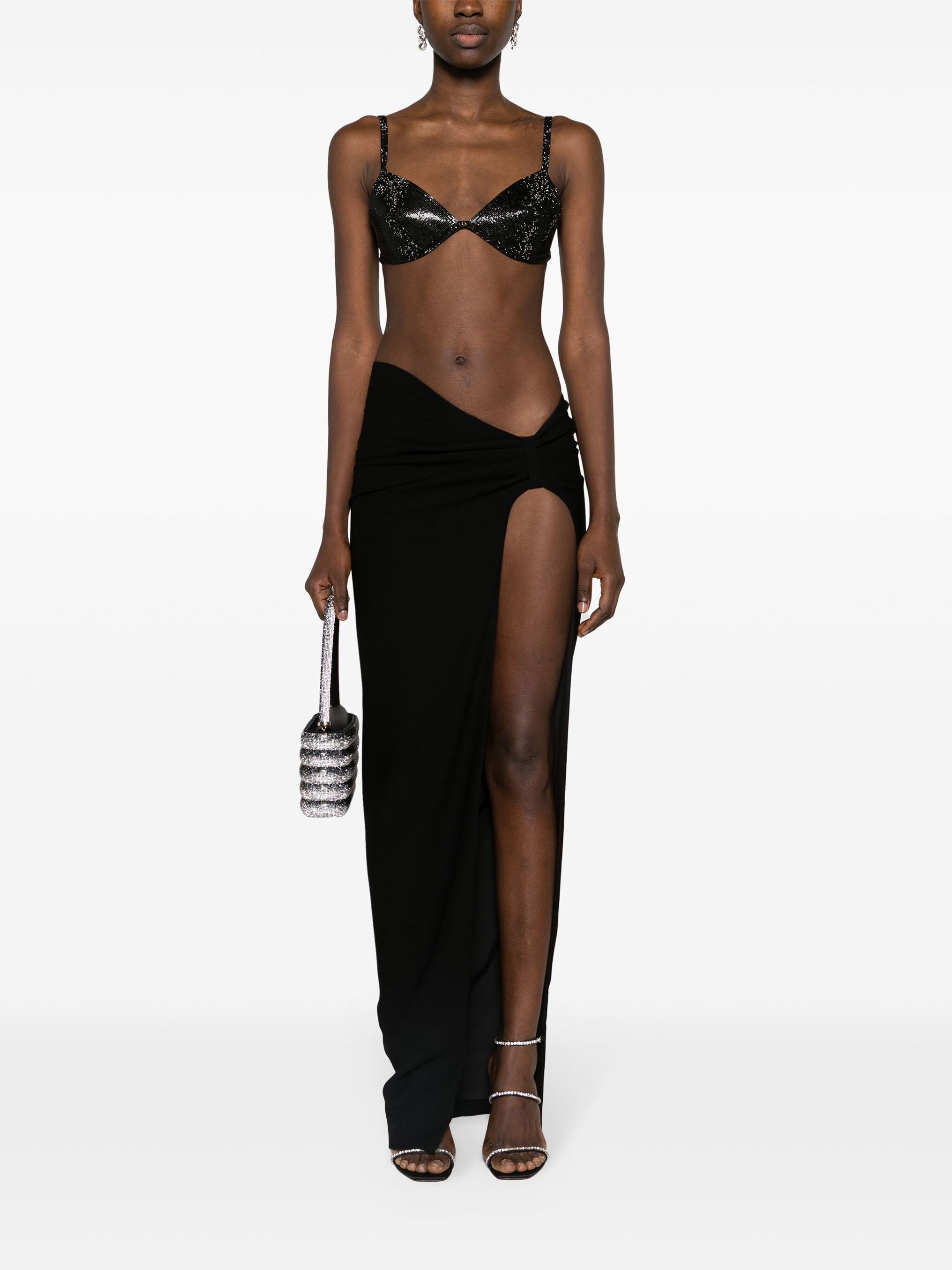 Black Asymmetric Maxi Skirt - 2
