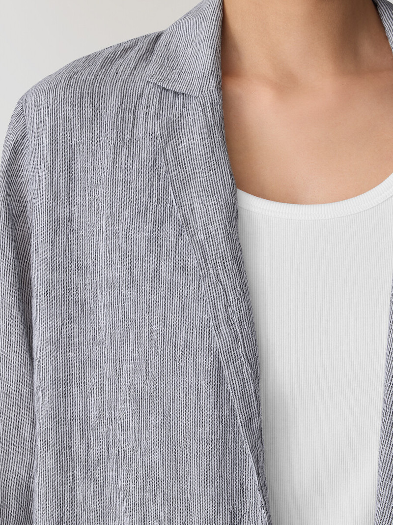 Puckered Organic Linen Stripe Blazer 5