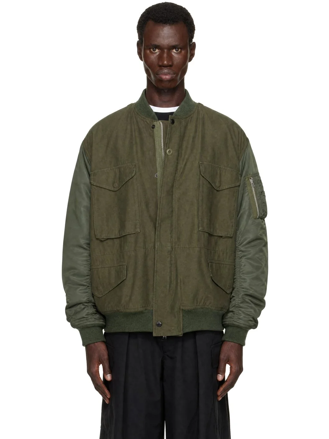 Khaki Needles Edition Satin eYe Bomber Jacket - 1