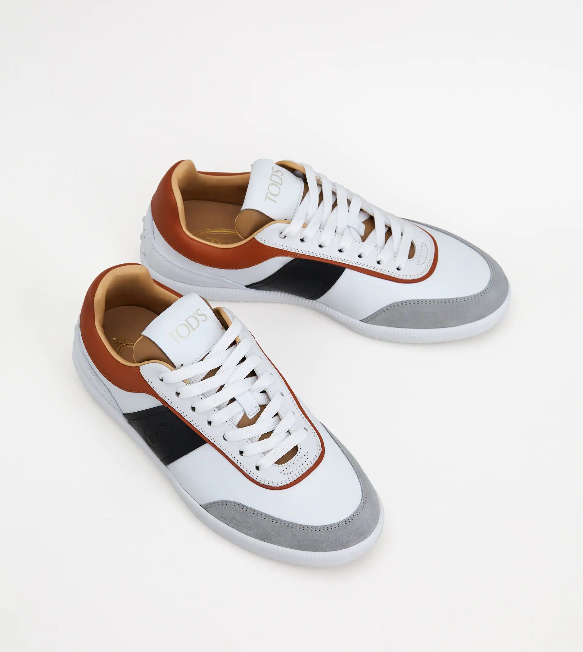 TOD'S TABS SNEAKERS IN LEATHER - WHITE, BLACK, BROWN - 3