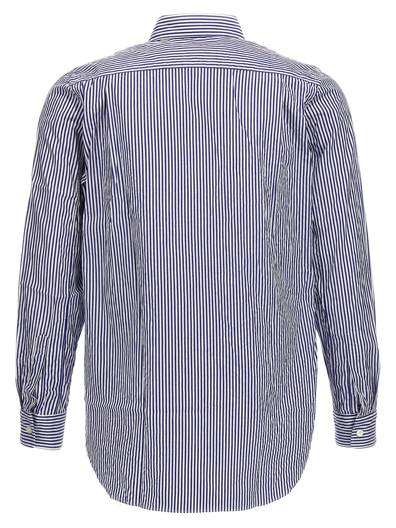 Logo Patch Striped Shirt Shirt, Blouse Blue - 2