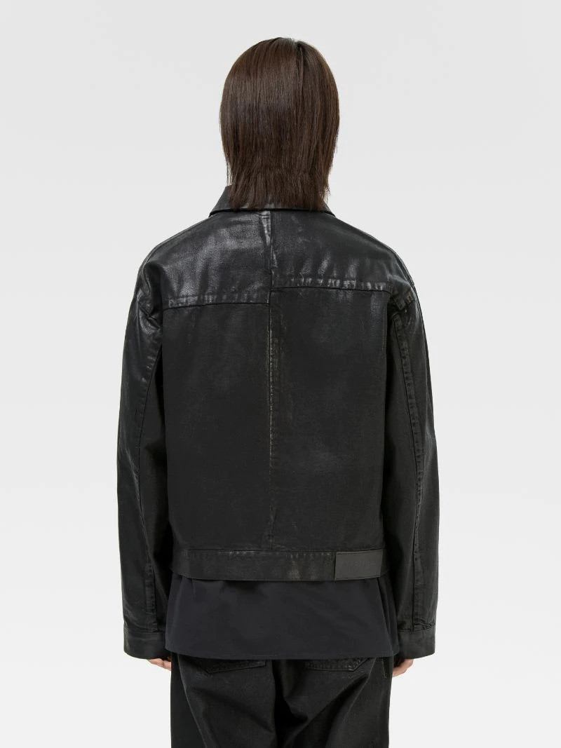 COATED ZIP UP DENIM JACKET 5