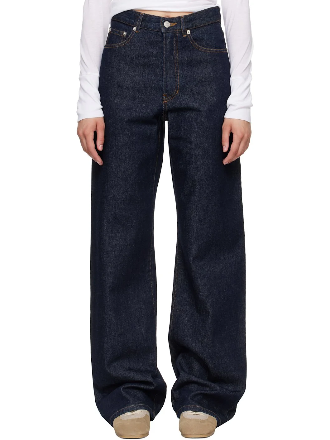 Navy Five-Pocket Jeans - 1