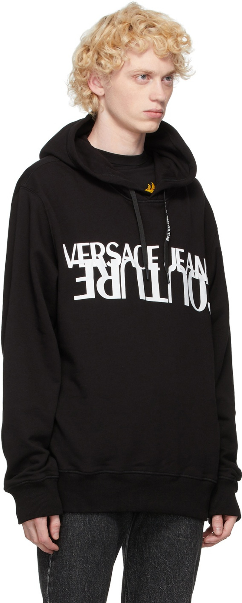 VERSACE JEANS COUTURE Black & White Logo Hoodie outlook