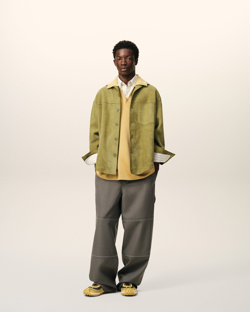 AMI Paris GREEN GOAT LEATHER BUTTONED OVERSHIRT outlook