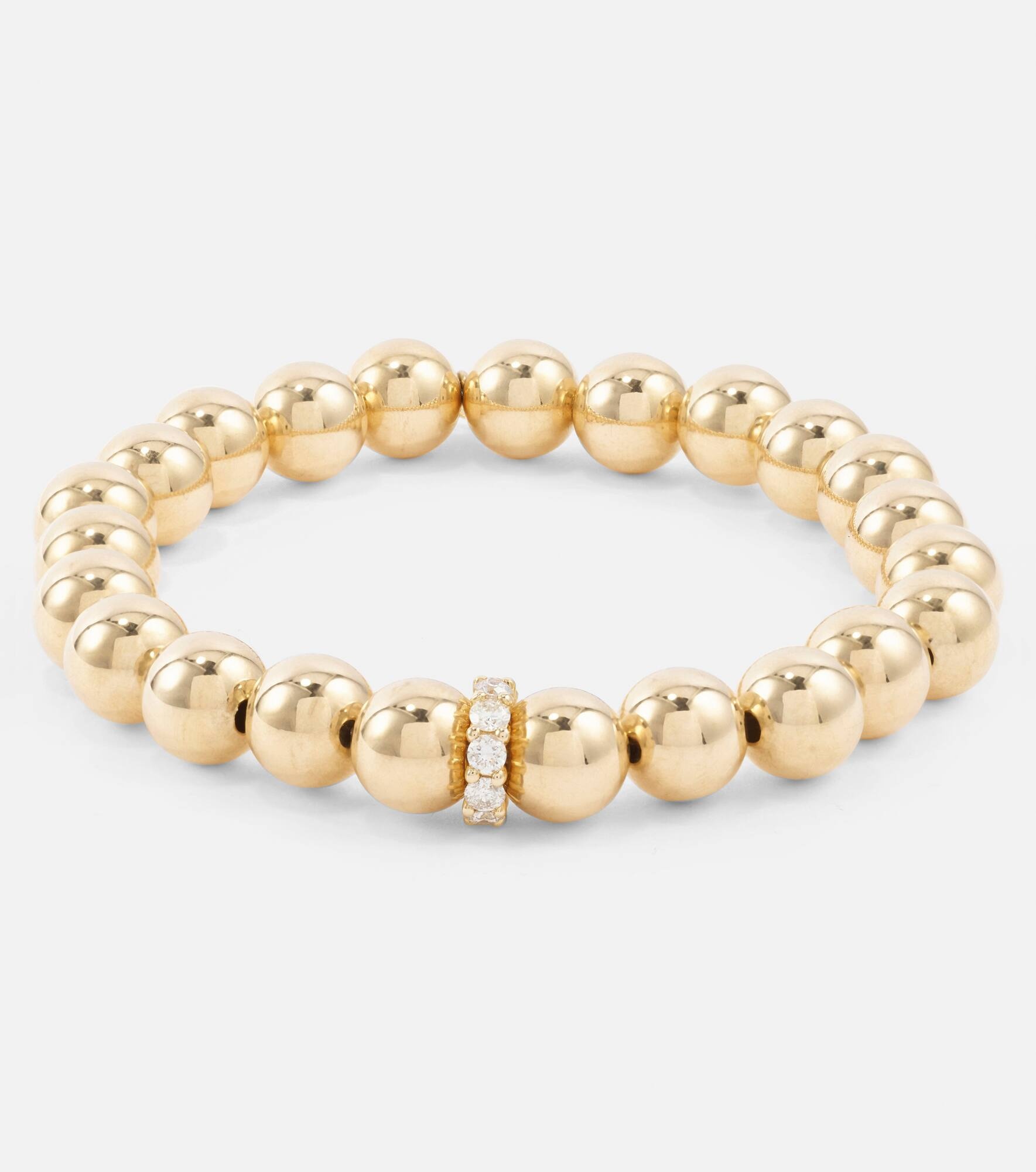 Cocktail 14kt gold and rondelle opal beaded bracelet with diamonds - 4