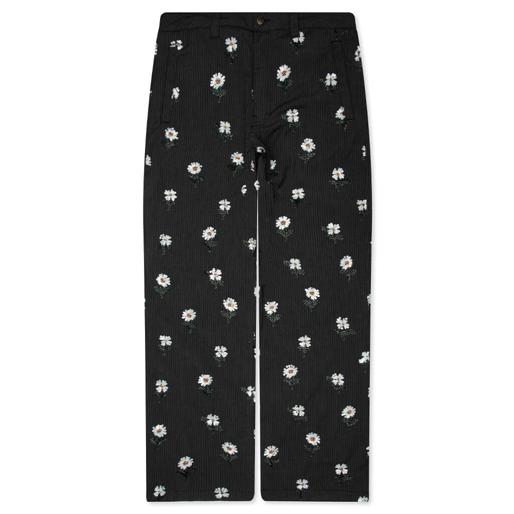 FLOWERS BEADED PANT - BLACK - 1