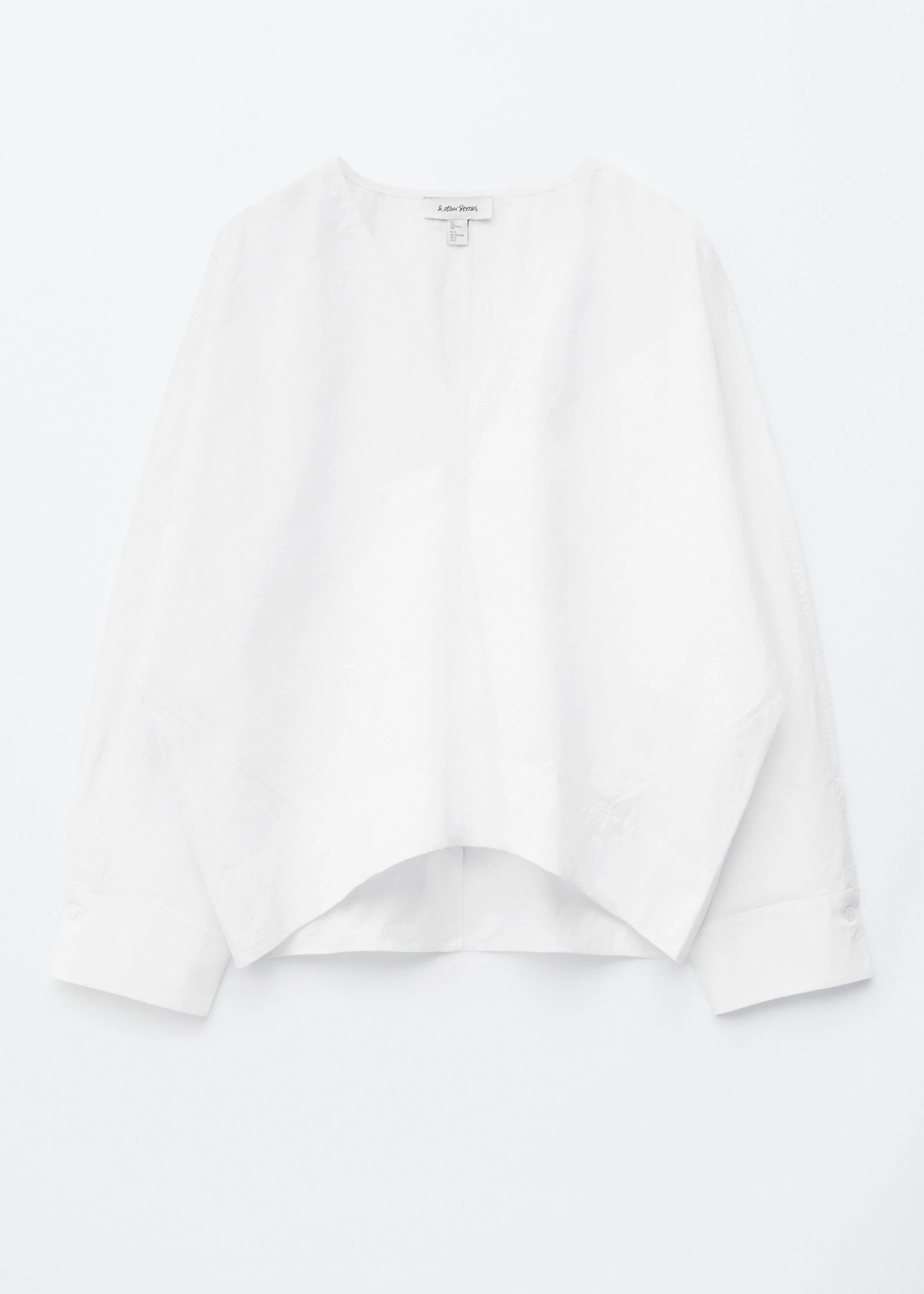 Sculptural Cotton V-Neck Blouse - 1