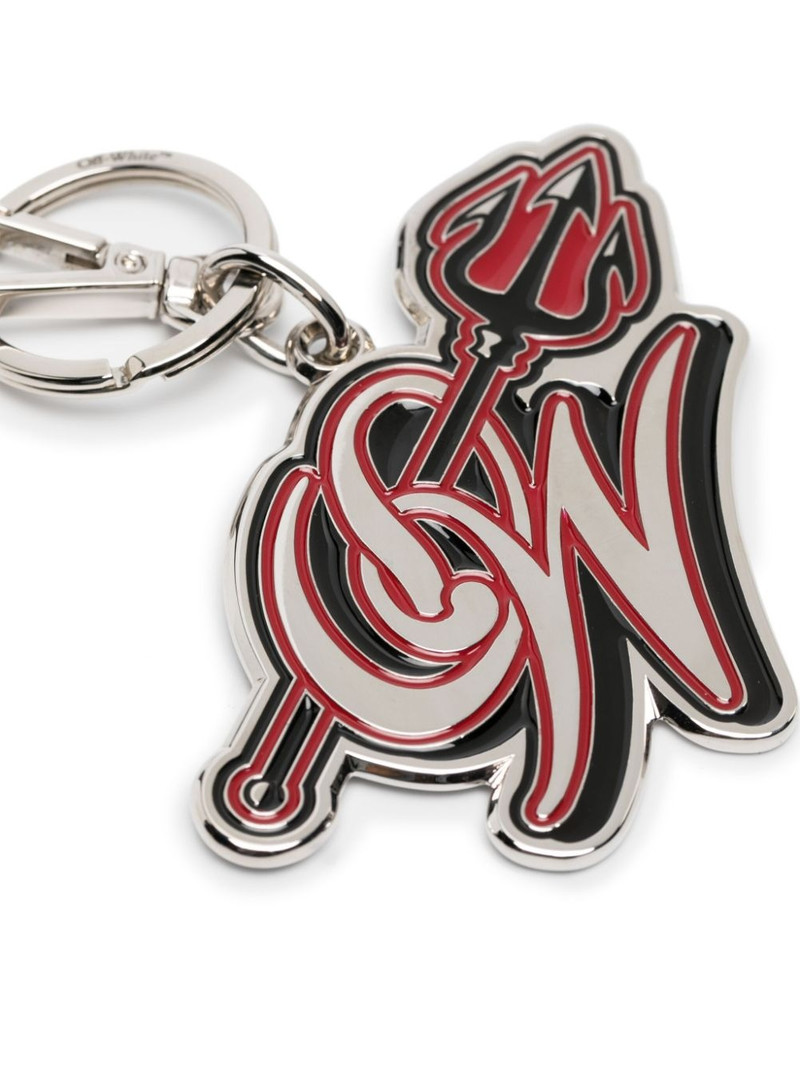 Off-White x AC Milan logo-plaque keyring outlook