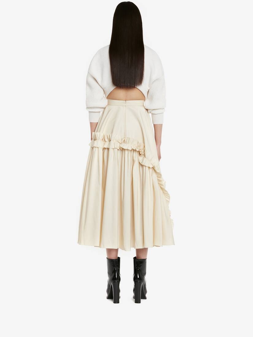 Women's Asymmetric Gathered Skirt in Calico - 4