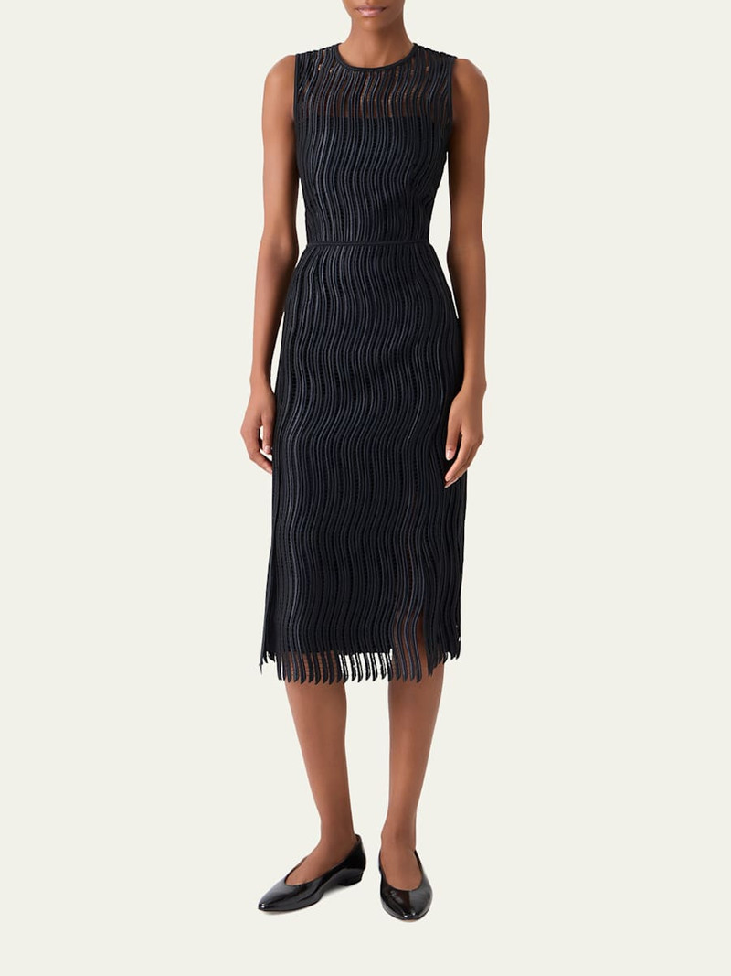 AKRIS Techno Wave Guipure Sheath Midi Dress outlook