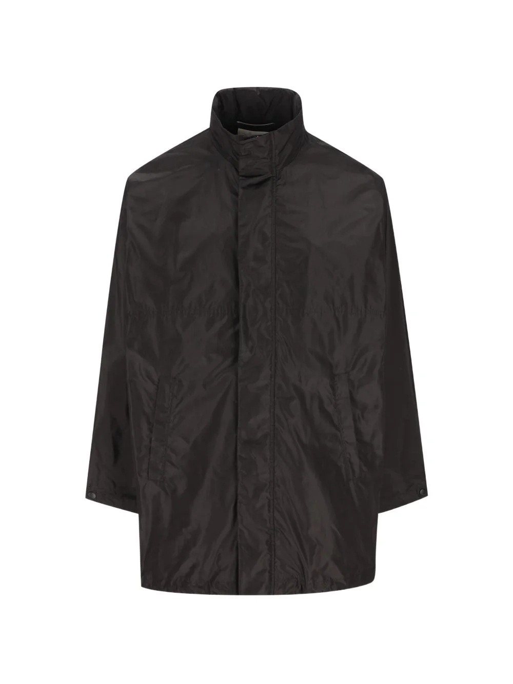 funnel neck silk parka coat - 1