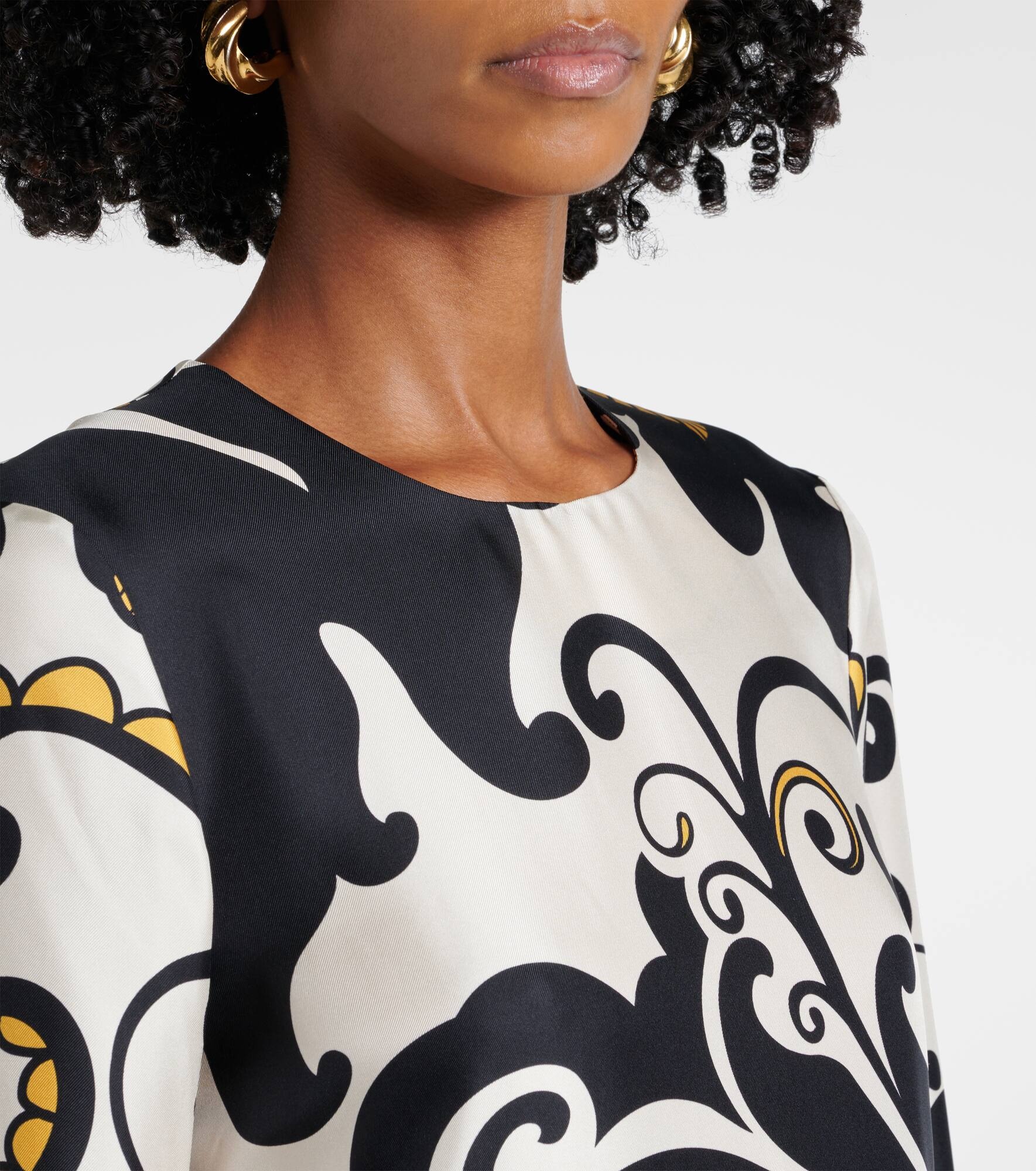 Swing printed silk twill midi dress - 4