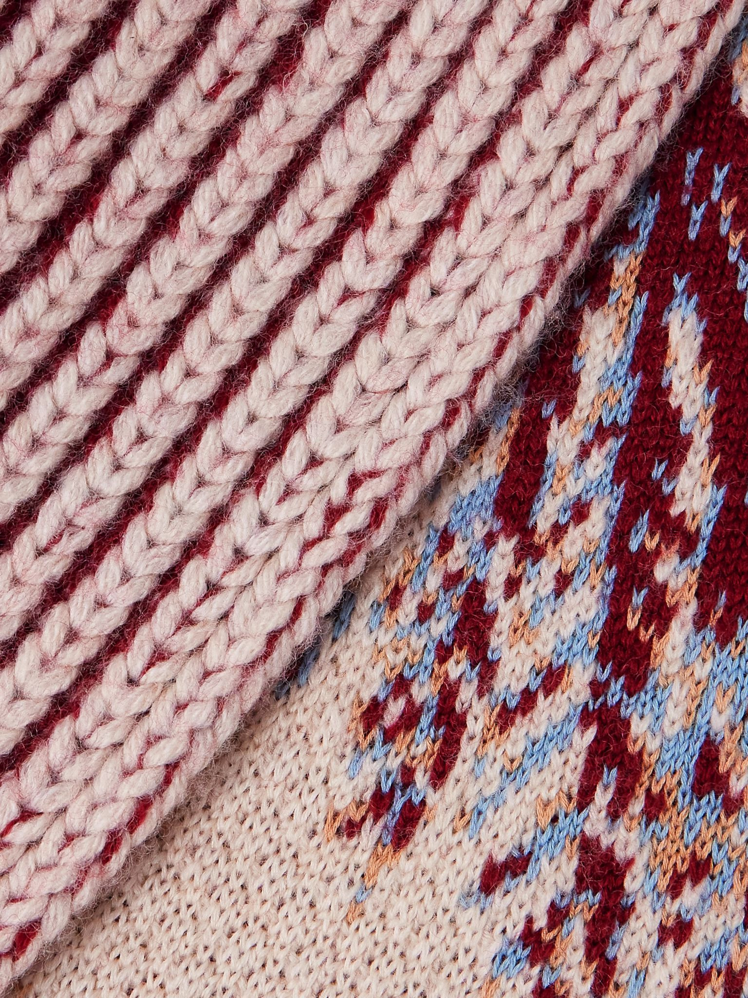 Oversized wool and cotton-jacquard cardigan Burgundy - 5
