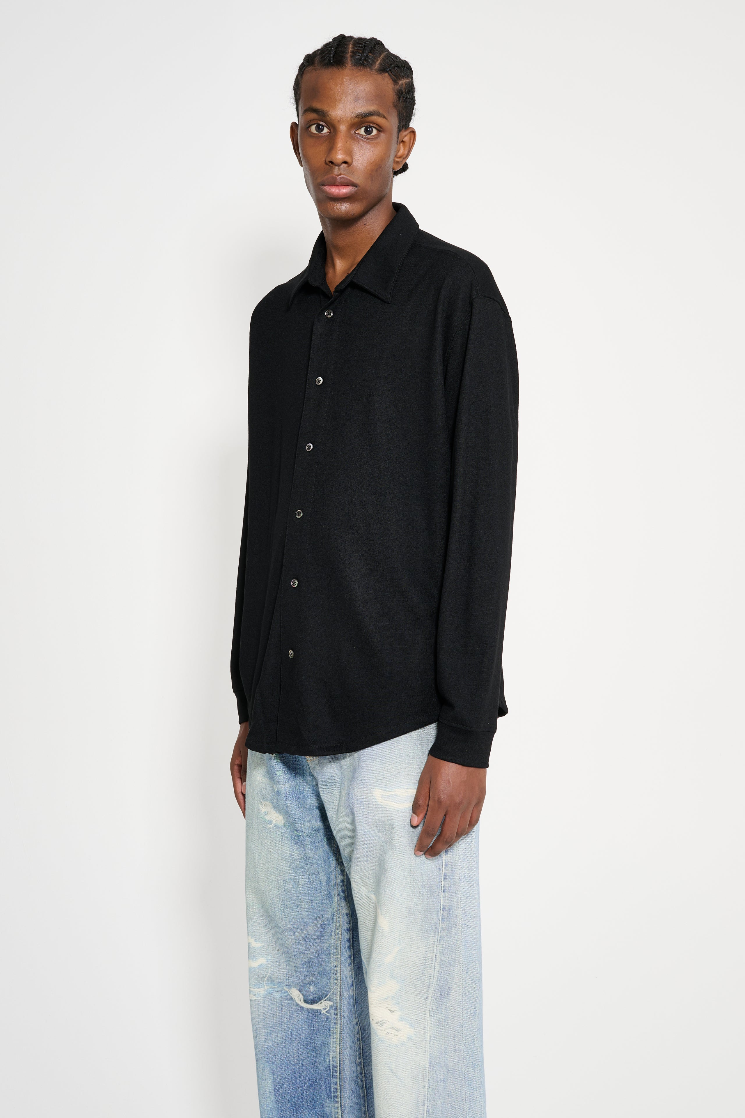 LADY WHITE CO. WOOL BUTTON UP BLACK - 2
